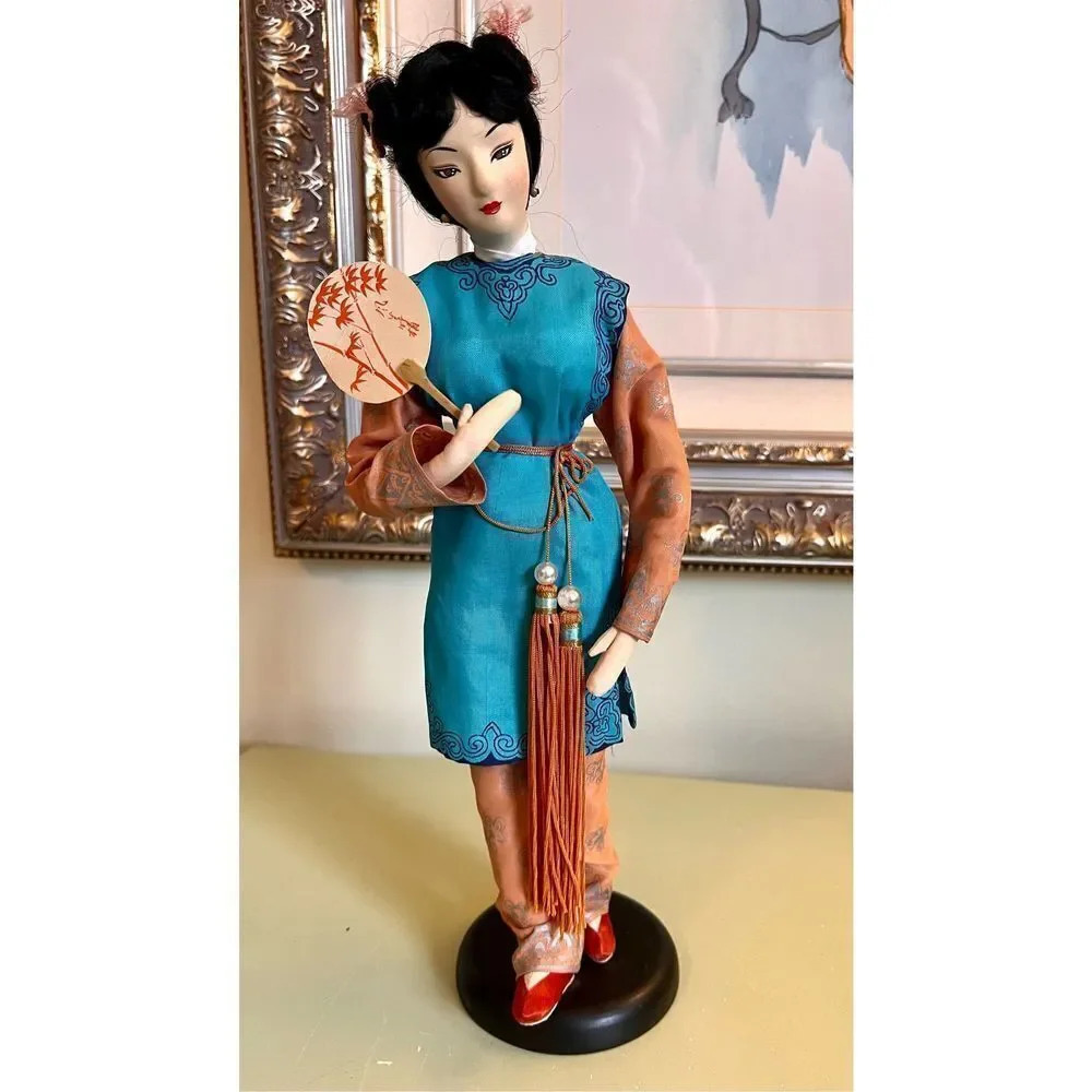 Vintage Antique‎ Japanese Handmade Cloth Doll Traditional Clothes Painted